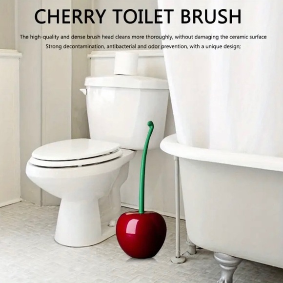 Cherry Shaped Toilet Brush With Holder - Easy-Clean ⒠Modern Bathroom De⦠- Picture 2 of 10